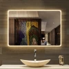 Modern home copper free LED illuminated back light mirror with magnifier touch screen clock