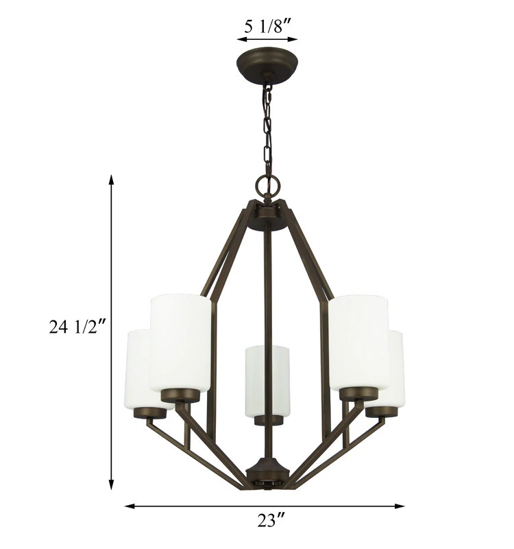 Modern Indoor Chandelier Pendant lights, Decorative Dark Bronze 5 Light Glass Chandeliers Ceiling Light