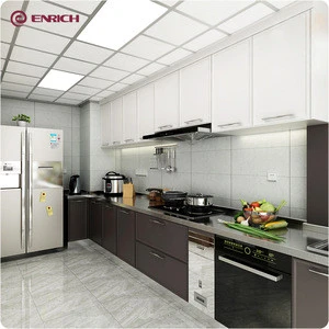 Modern style wood grain color powder coating door panel affordable price kitchen cabinet