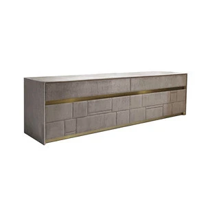 Modern suede buffet cabinet sideboard with brass detailed