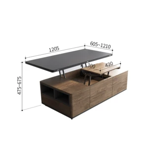 Modern Walnut Color Square Coffee Table With Chair