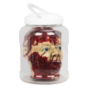 Molezu halloween decoration party supplies bloody zombie head in jar horror props for haunted house