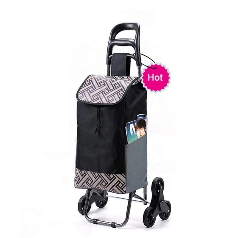 More Style 600D Polyester Folding Premium Shopping Trolley Bag With 2 Wheel OEM factory