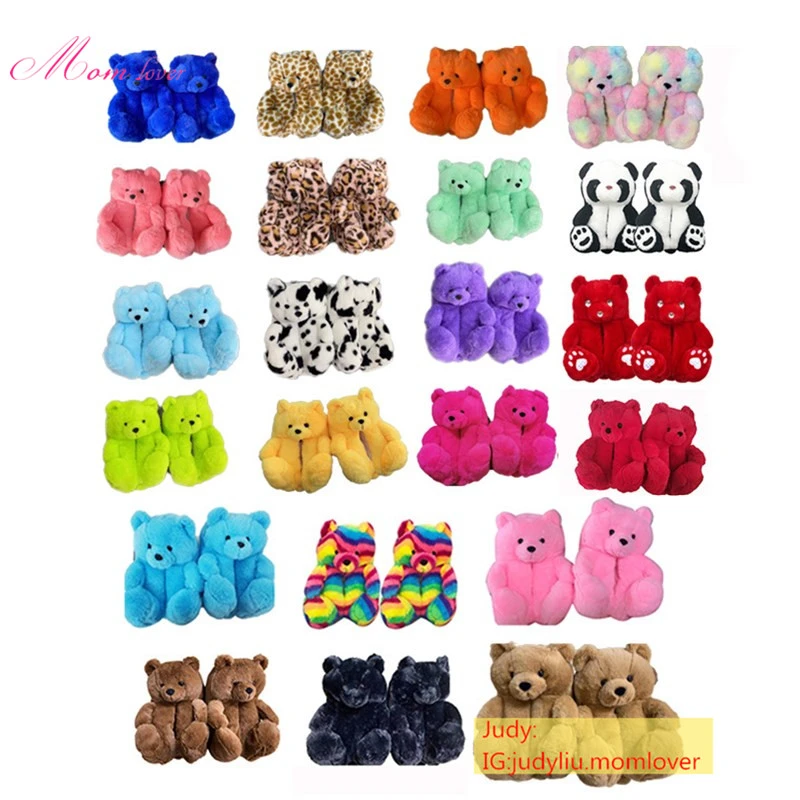 mother day gifts 2021  mom and me  kids Teddy bear slippers  21 colors  fuzzy teddy  House Teddy Bear Slippers for Women Girls