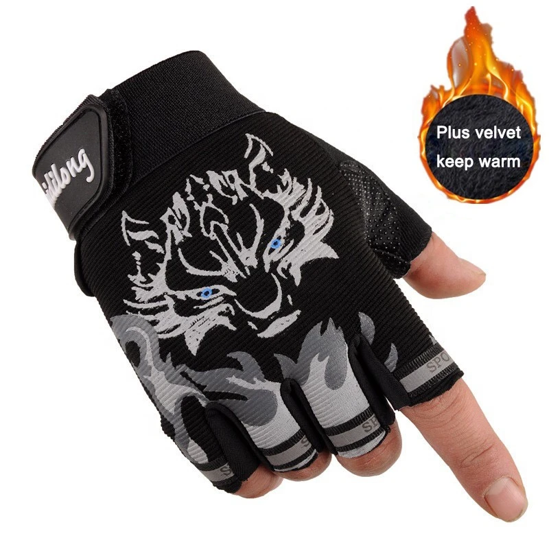 Motorcycle Accessories Breathable Anti-skidding Fashion Pattern Cycling Gloves Custom Half Finger Bike Riding Gloves