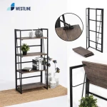 Multi-layer Steel-wood Iron Art Bookrack, Library Bookcase Bookshelf, Acrylic Bookcases
