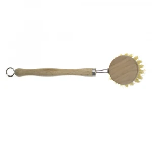 Natural beech wooden handle wash pot brush,long handle kinchen pot dish cleaning brush