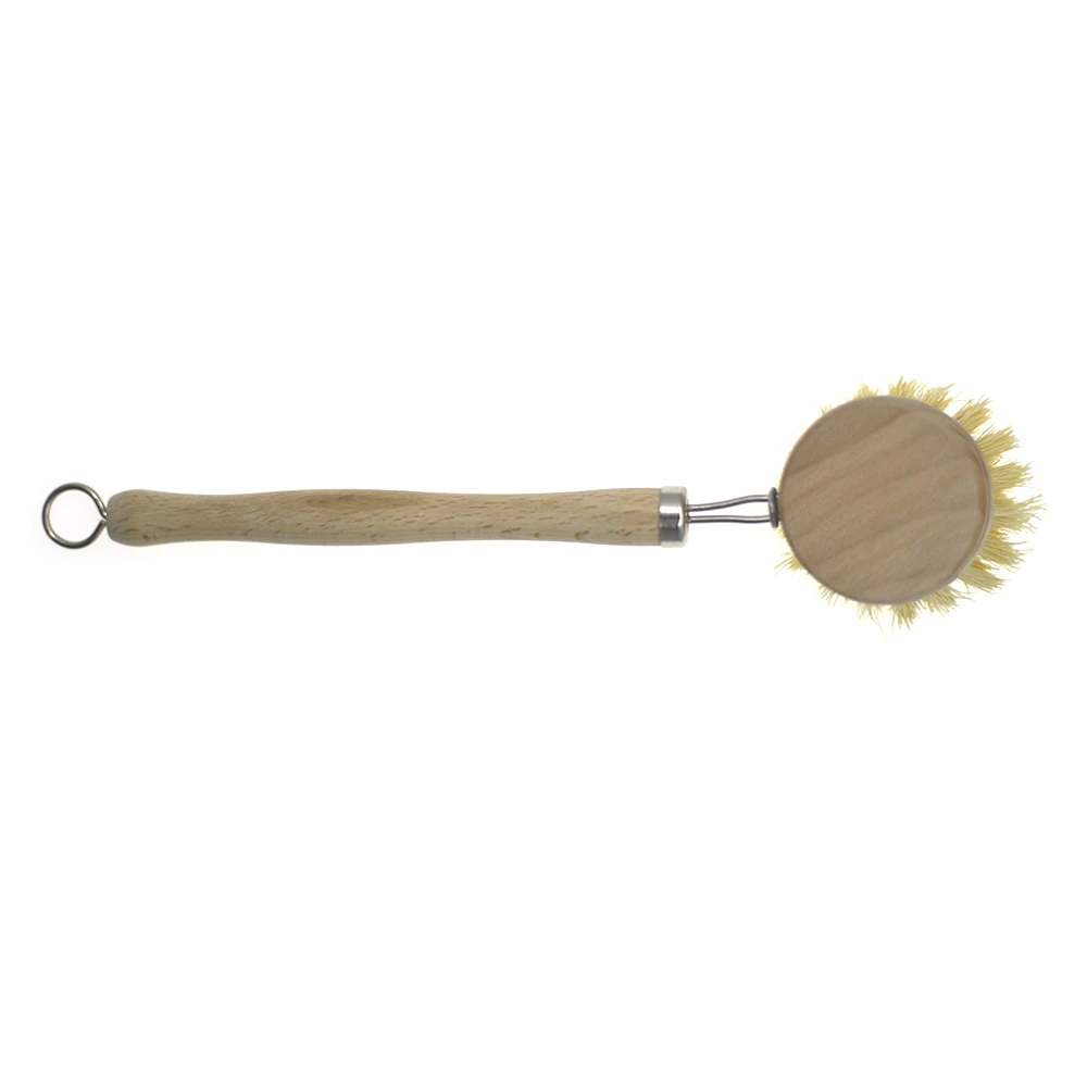 Natural beech wooden handle wash pot brush,long handle kinchen pot dish cleaning brush