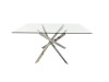 New Arrival Glass Dining Table with Chromd Silver Metal Base