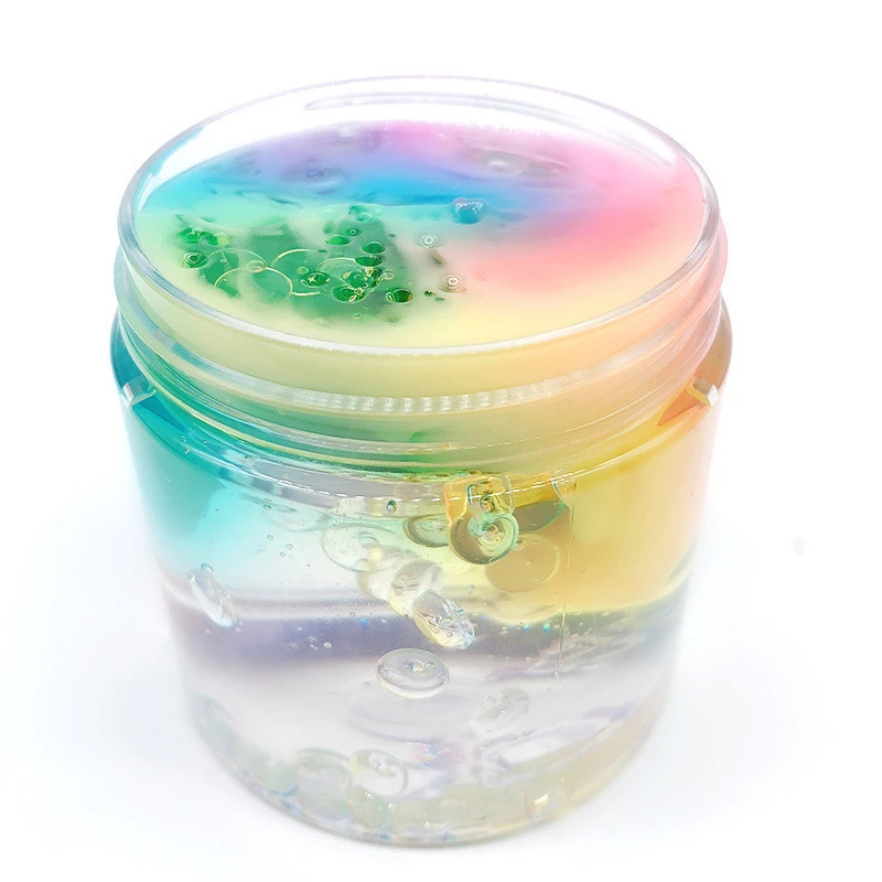 new desgin colorful rainbow crystal mud clay fluffy clay crystal slime toys