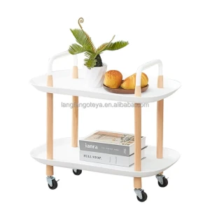 New design 2-tier PP kitchen rolling sundries storage shelf bathroom organizers utility trolley cart with handle and wheels