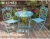 Import New design patio outdoor metal bistro foldable table and chairs set garden and coffee shop furniture from China