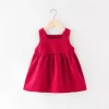 New Fashion Spring Autumn Kids Skirts Solid Color Sleeveless Corduroy Sweet Baby Girl Dress