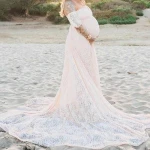 new long style maternity dress with hollow  design 196995