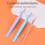 New multiple colors stainless steel slanted lash tweezers for eyelash extension