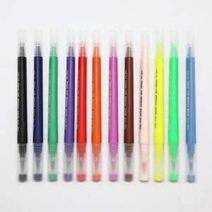 New products 12 colors dual tip needle tube fiber nib calligraphy brush watercolor brush marker pens for kids drawing
