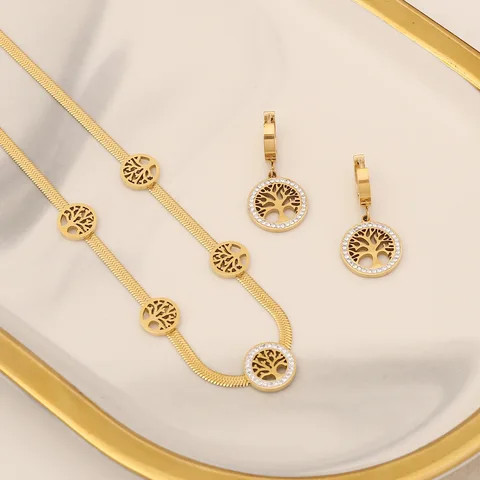 Buy New Stainless Steel Gold Plated Cz Inset Hollow Tree Of Life ...