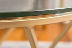 new stainless steel tempered glass gold coffee table set design