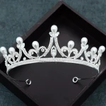 Newly Pearl Beads Shiny Crystal Tiara Crown Hair Wedding Accessories Head Piece Bride Headwear Headband Hair Band Fashion