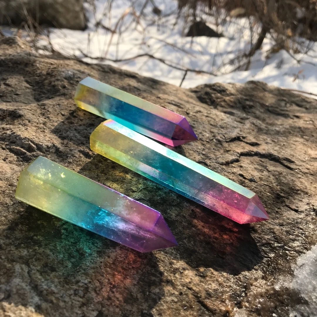 Nice quality natural polished aura rainbow crystal points quartz crystal point crystal tower wholesale