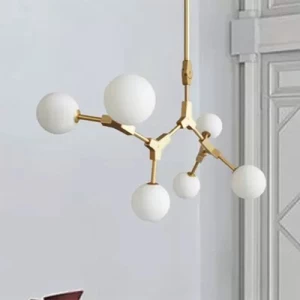 Nordic modern style magic bean lamp golden branch glass ball chandelier interior decoration led lighting