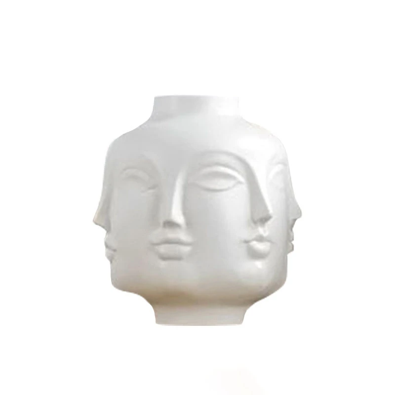 Nordic White Ceramic Face Vase Personalized Decoration Crafts for Living Room