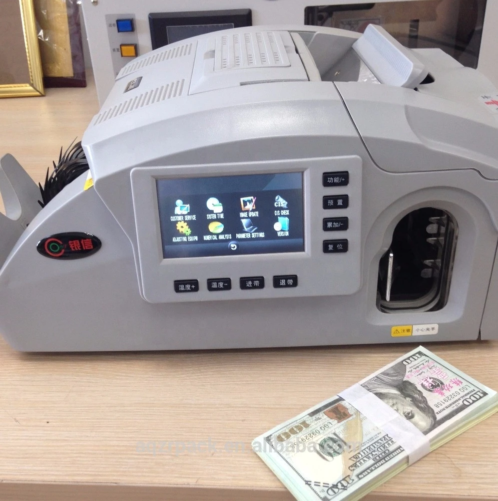 Note Counting and banding integrated machine bill counter &amp; bill binder LCD-touch sensitive money counter with binder