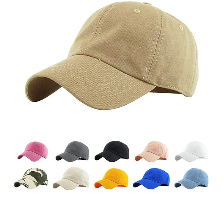 OEM Custom Blank Distressed Embroidered Logo Plain Unstructured 6 Panel Dad Hat