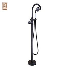 ORB Black Brass Floor Standing Bath Shower Faucet