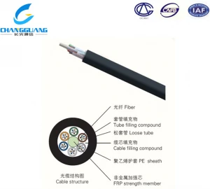 Outdoor  aerial cable Single mode Duct G652D FRP strength member 12 24 48 96 core optical fiber cable fibra optic GYFTY