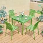 Outdoor patio furniture set aluminum garden round dining table and dinning chair outdoor waterproof metal furniture set