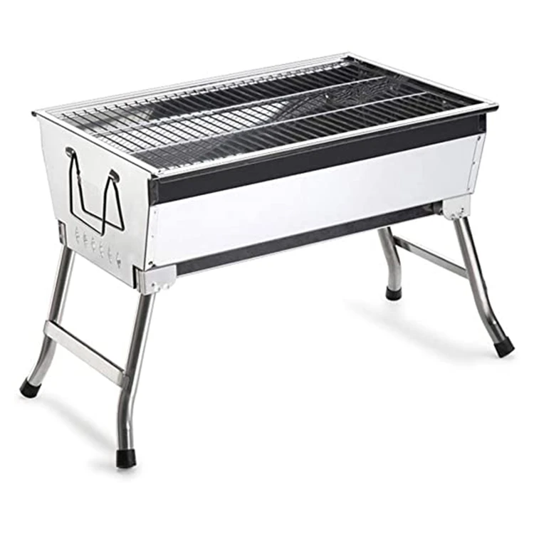 Outdoor Portable Barbeque Grill Stainless Steel Backyard Home Folding Charcoal BBQ Grill