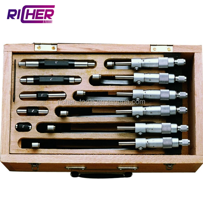 Outside Micrometer Set With Wooden Box