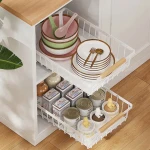 OWNSWING Pull-Out Cabinet Organizer Kitchen Sink Storage Shelves Under Cabinet Seasoning Dish Countertop  Slide Out Organizer