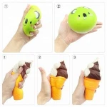 Peach Kawaii Ice Cream Donut Fruit Bread Soft Food Squishy Keychain Slow Rising Squishy Toys Jumbo