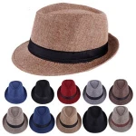 Personalized Plaid Straw Fedora Hat