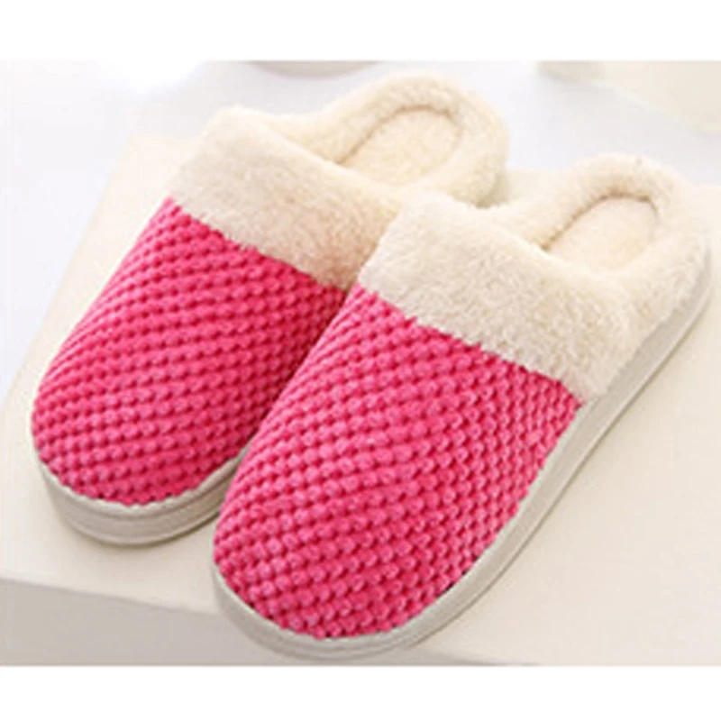 Pineapple pattern rubber sole warm winter slippers