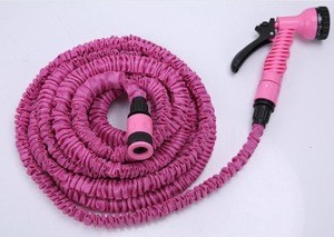Pink garden hose water hose for washing car and garden with connector and spray gun