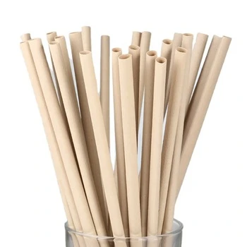 Plant Fiber Straw Customized Logo Drinking Beverage Bamboo Straw Eco Friendly Straws Bamboo