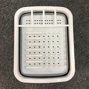 Plastic collapsible kitchen dish drainer vegetable washing draining strainer basket