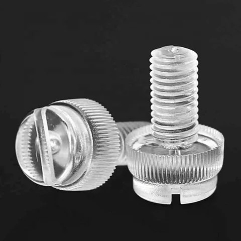 Plastic screw nylon slotted knurled ABS transparent machine screw