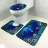 Polyester Fabric Waterproof Customize Printing Bathroom Mat Set With Shower Curtain