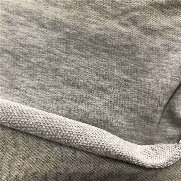 100% polyester knitted spun polyester melange fleece fabric