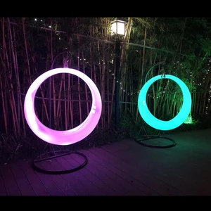 portable free standing 16 colors changing led glow swing waterproof pe plastic illuminated lighted up patio swings