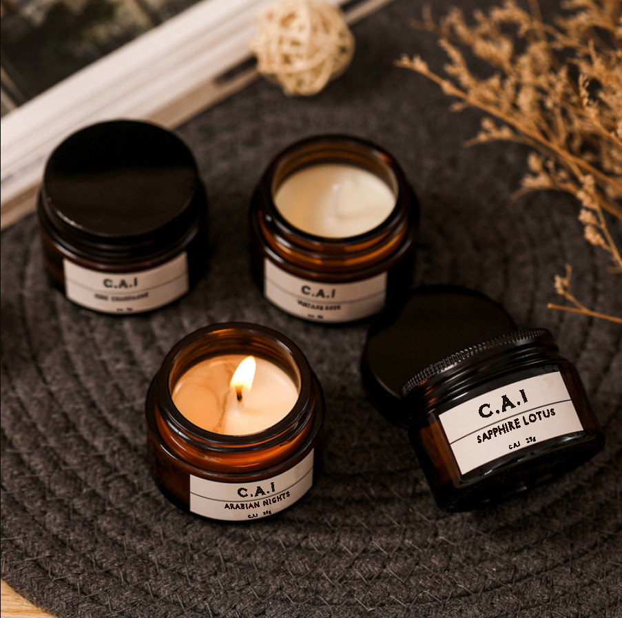 Buy Portable Travel Soy Wax Scented Candles Frosted Tin Box Glass Aroma ...