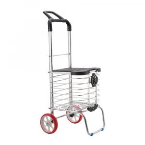 Portable trolley shopping cart with foldable portable travel trailer estic luggage cart Supermarket shopping cart