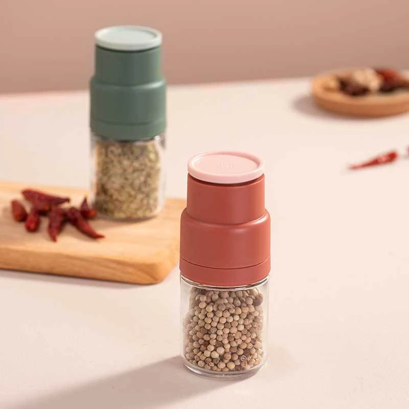 Premium Stainless Steel Salt and Pepper Grinder Set manual Brushed Stainless Steel Pepper Mill and Salt Mill Glass Tall body