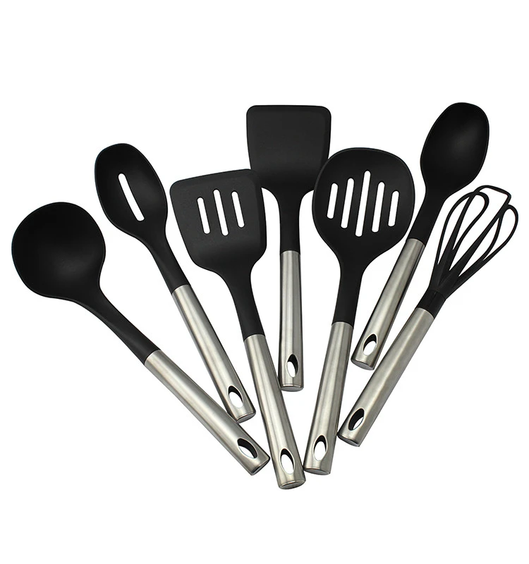 Professional kitchen utensils supplier household Nylon kitchen utensils Stainless steel handle Cooking Utensils Set