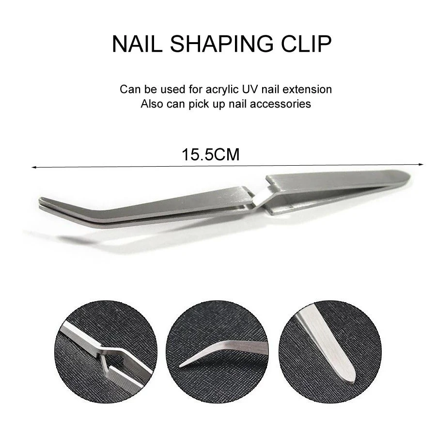 Professional Salon Nail Art Tools Cuticle Tweezers Stainless Steel Curved Nail Tweezer
