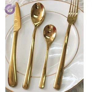 QT00014 high quality cheap stainless steel plated flatware rose gold cutlery set